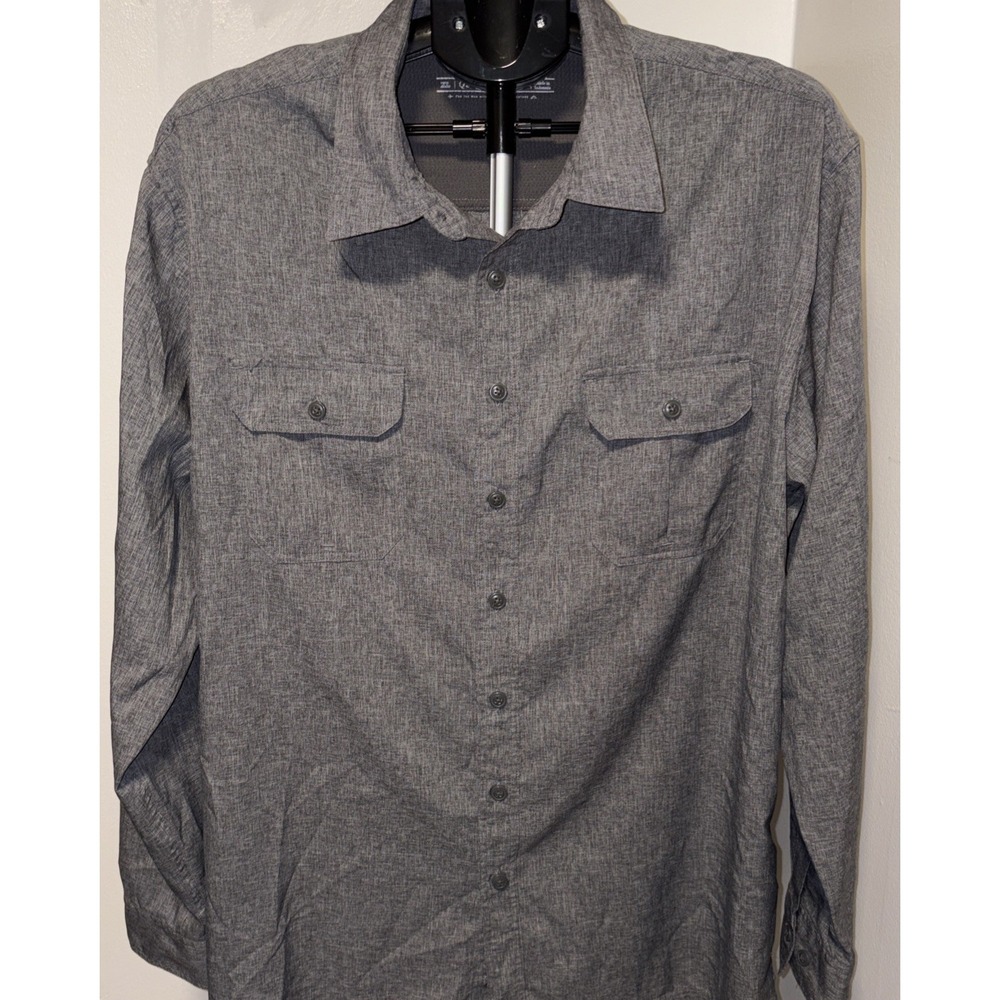 Croft & Barrow Quick Dry Shirt Men's XL Gray Roll Tab Long Sleeve Button Up
